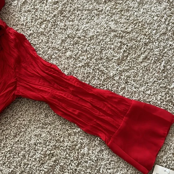 NWT⭐️Vintage ALLISON TAYLOR Ruffles and Lace Red V-Neck DressyTOP❤️Size Small - Picture 6 of 11